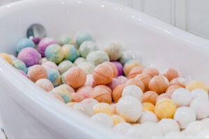Bath bombs in bathtub
