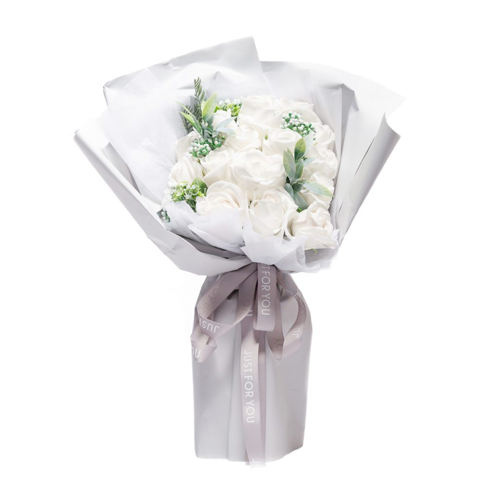 Romantic White Soap Roses Bouquet