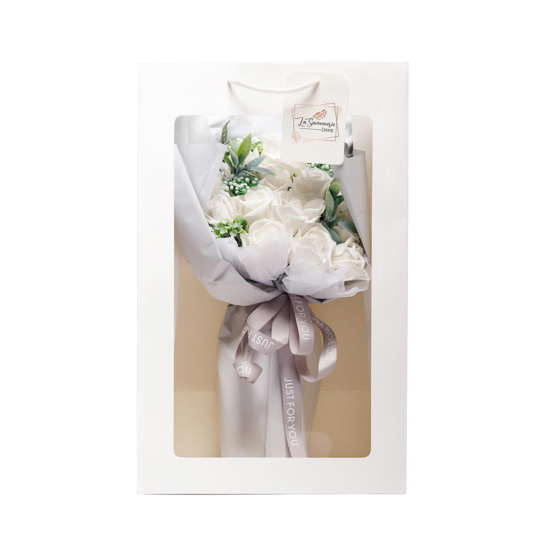 Romantic White Soap Roses Bouquet