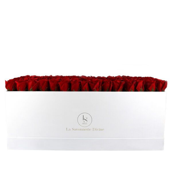 Large Velvet Rectangle Box of Soap Roses - Image 3