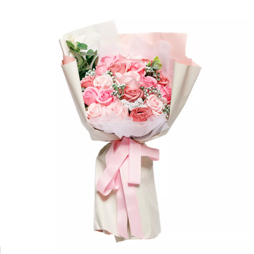 Romantic Pink Soap Roses Bouquet