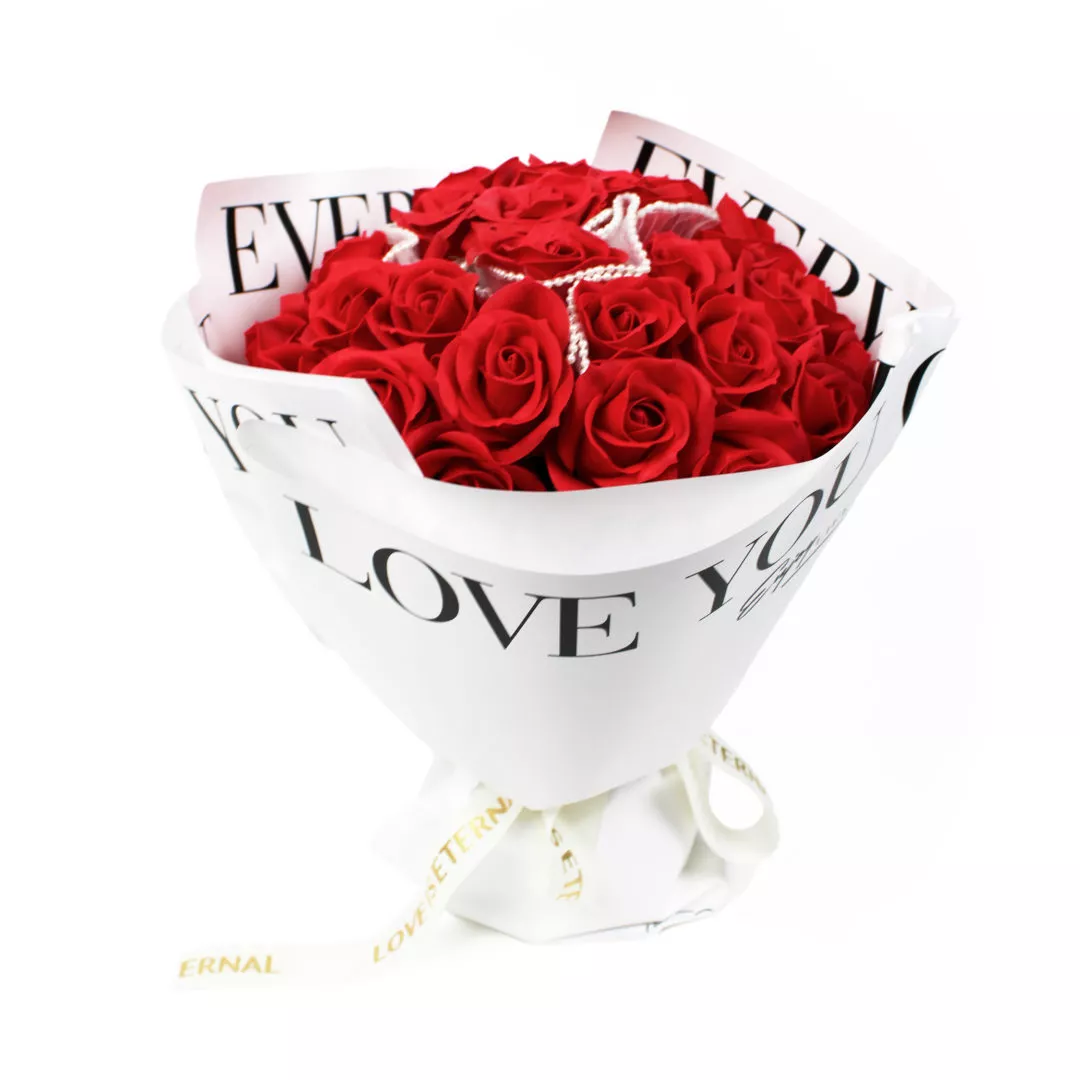 Red Pearl Soap Roses Bouquet